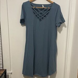 Zenana Outfitters Blue Crisscross Dress